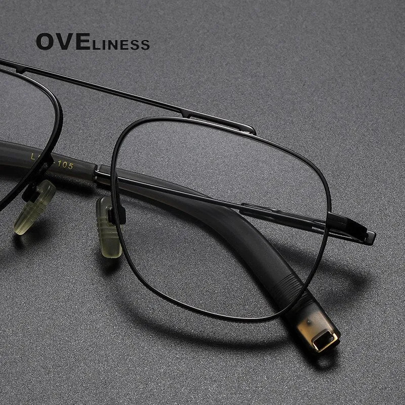 Oveliness Unisex Full Rim Square Double Bridge Titanium Eyeglasses 105
