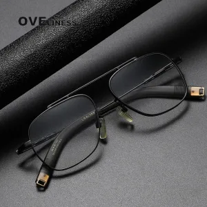 Oveliness Unisex Full Rim Square Double Bridge Titanium Eyeglasses 105