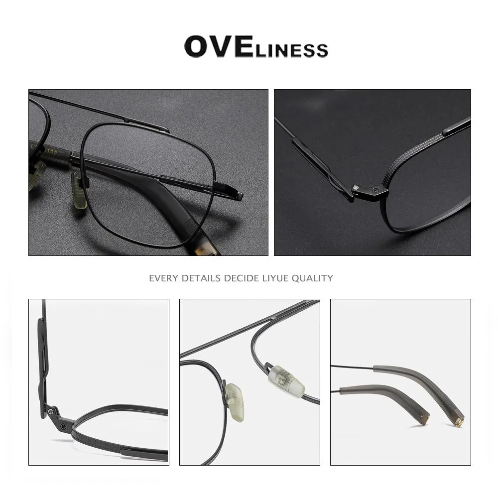 Oveliness Unisex Full Rim Square Double Bridge Titanium Eyeglasses 105