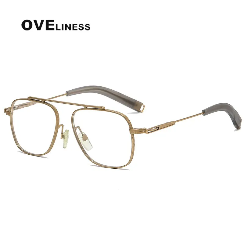 Oveliness Unisex Full Rim Square Double Bridge Titanium Eyeglasses 105