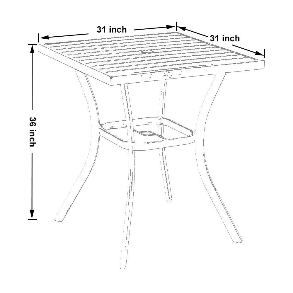 Phi Villa 31" Patio Square Bar Table with Umbrella Hole