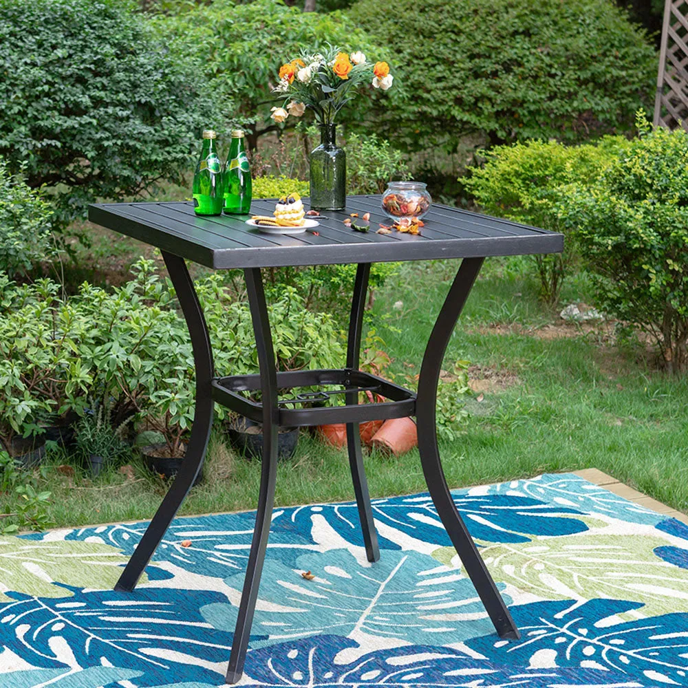 Phi Villa 31" Patio Square Bar Table with Umbrella Hole