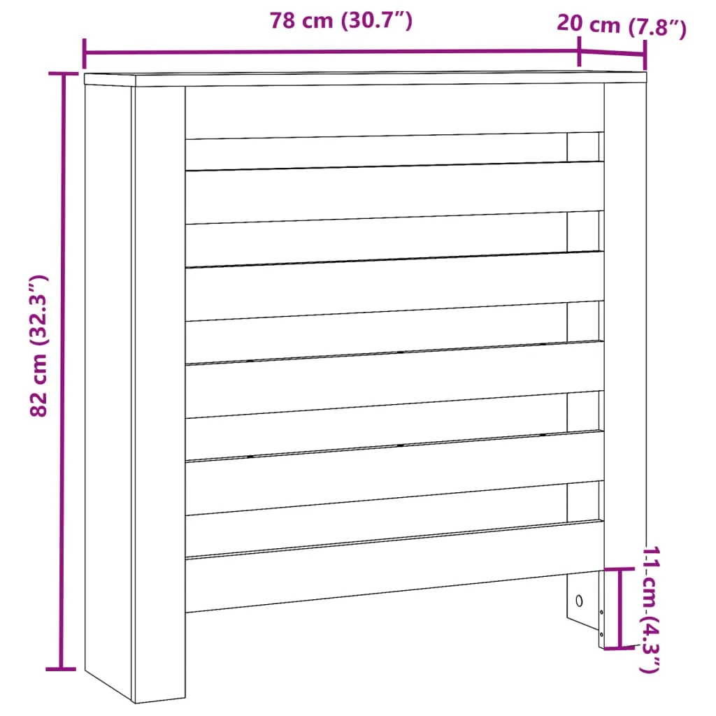 Radiator Cover Old Wood 78x20x82 cm Engineered Wood