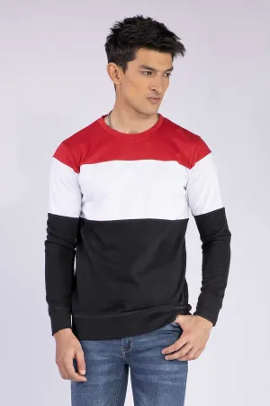 Red Color Block Sweatshirt - W21 - MSW014R