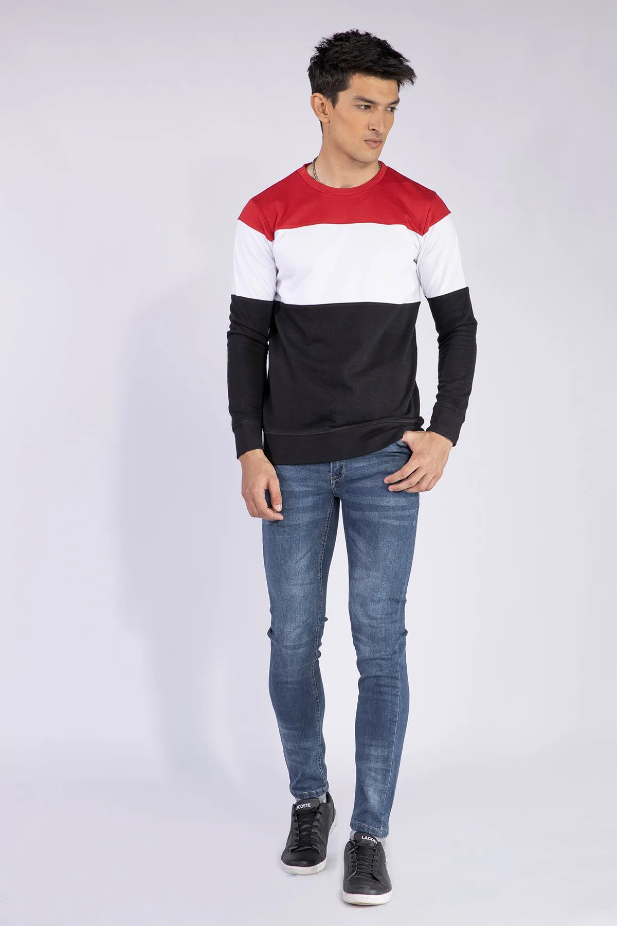 Red Color Block Sweatshirt - W21 - MSW014R
