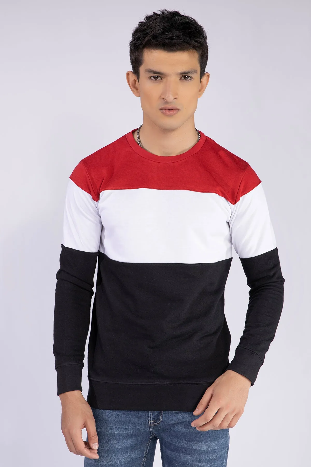 Red Color Block Sweatshirt - W21 - MSW014R