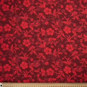 Ruby Red Collection #05 Red Floral on Maroon Cotton Prints