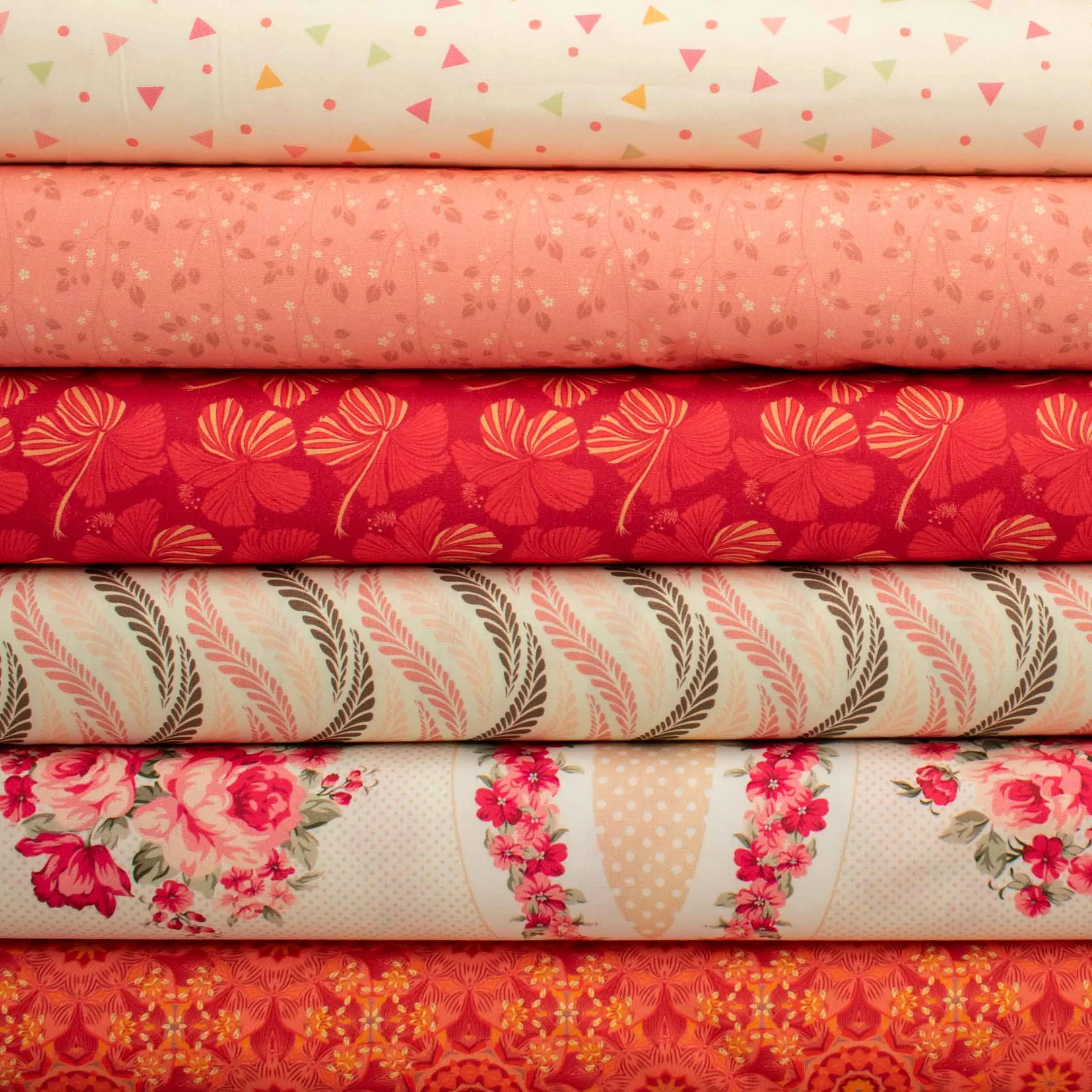 Ruby Red Collection #05 Red Floral on Maroon Cotton Prints