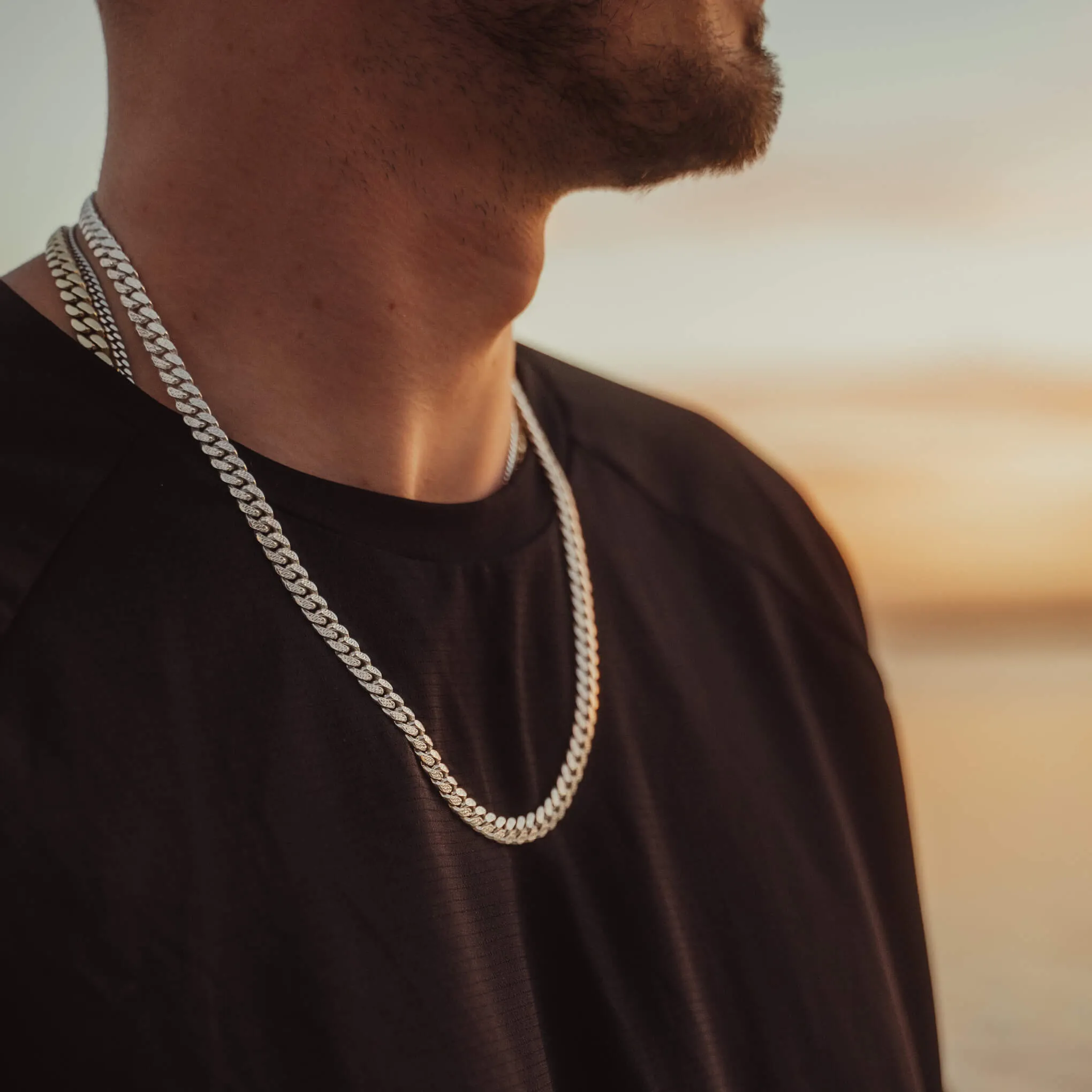 Silver Pave Curb Chain