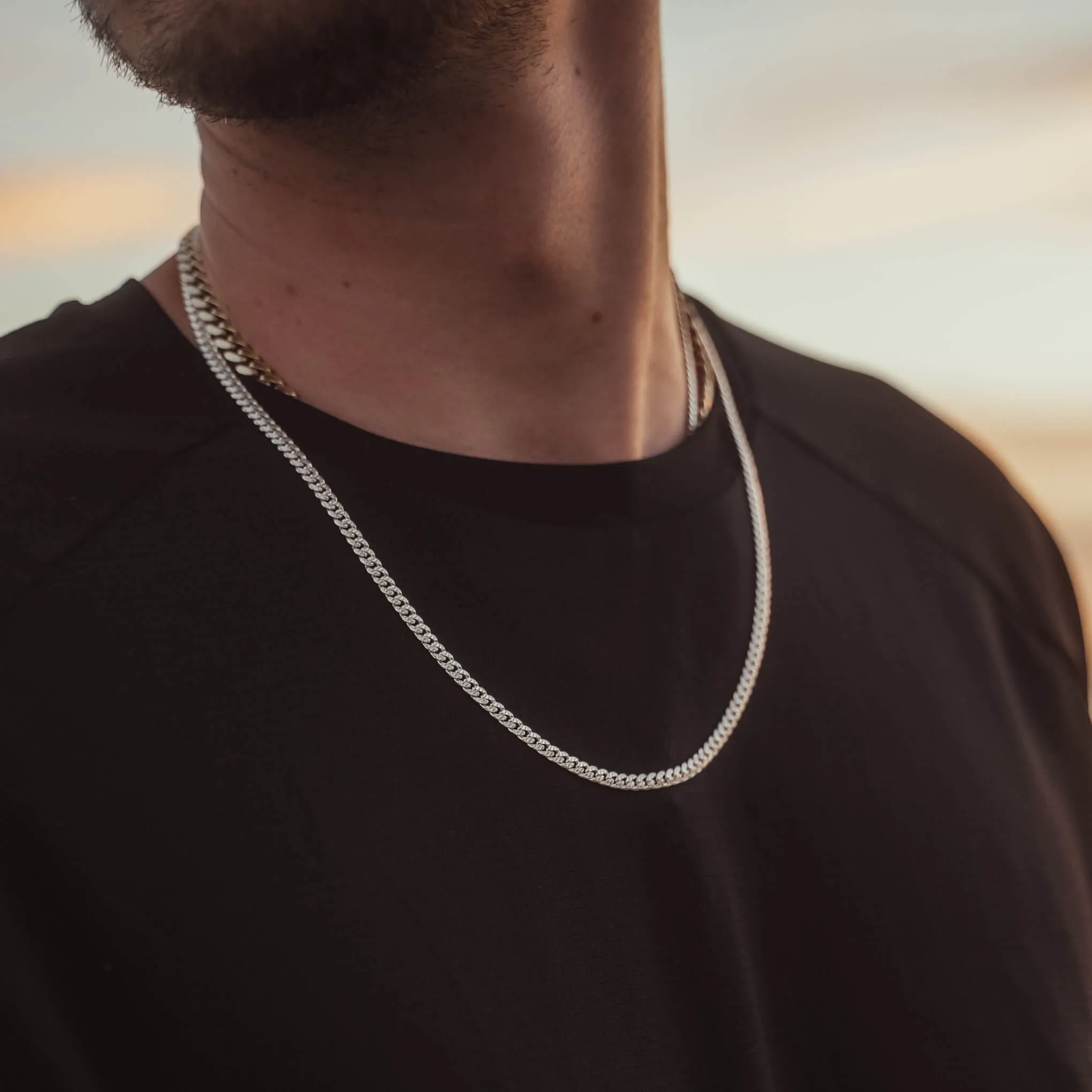 Silver Pave Curb Chain