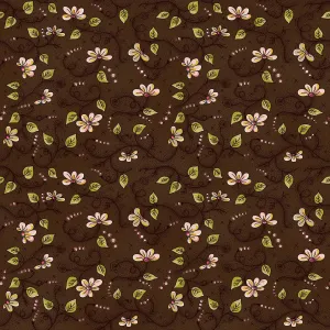 Stof Fabrics La Vie est Belle Vine on Brown-1 Cotton Prints