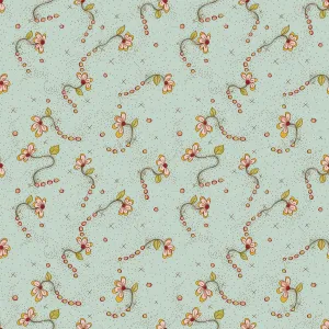 Stof Fabrics La Vie est Belle Vine on Turquoise-4 Cotton Prints