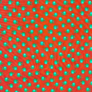 Stof Fabrics Thomsen Bears Green Apple on Red Cotton Prints
