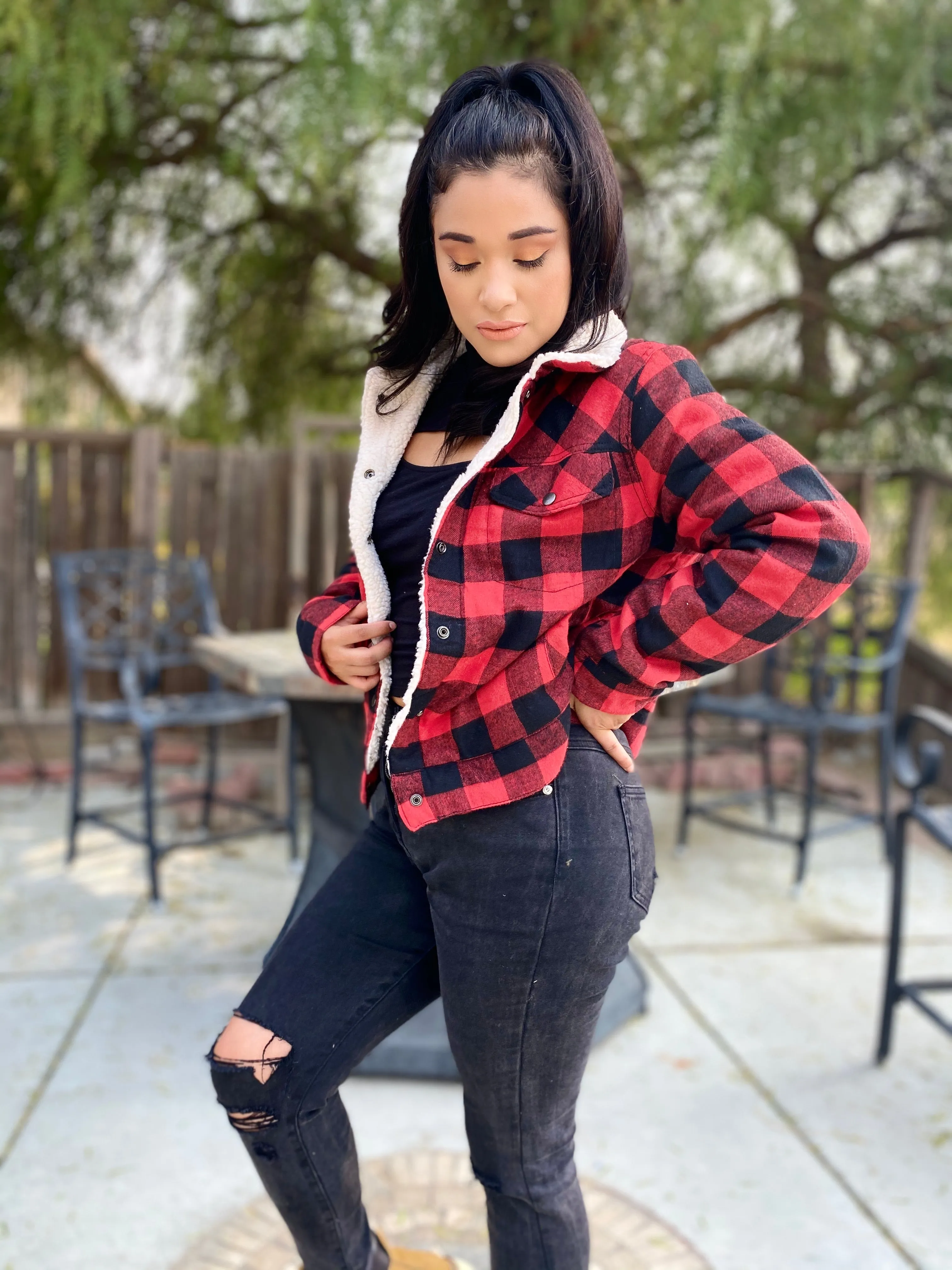 Tahoe Cabin Fever Outdoor Plaid is Print Winter Jacket (red)