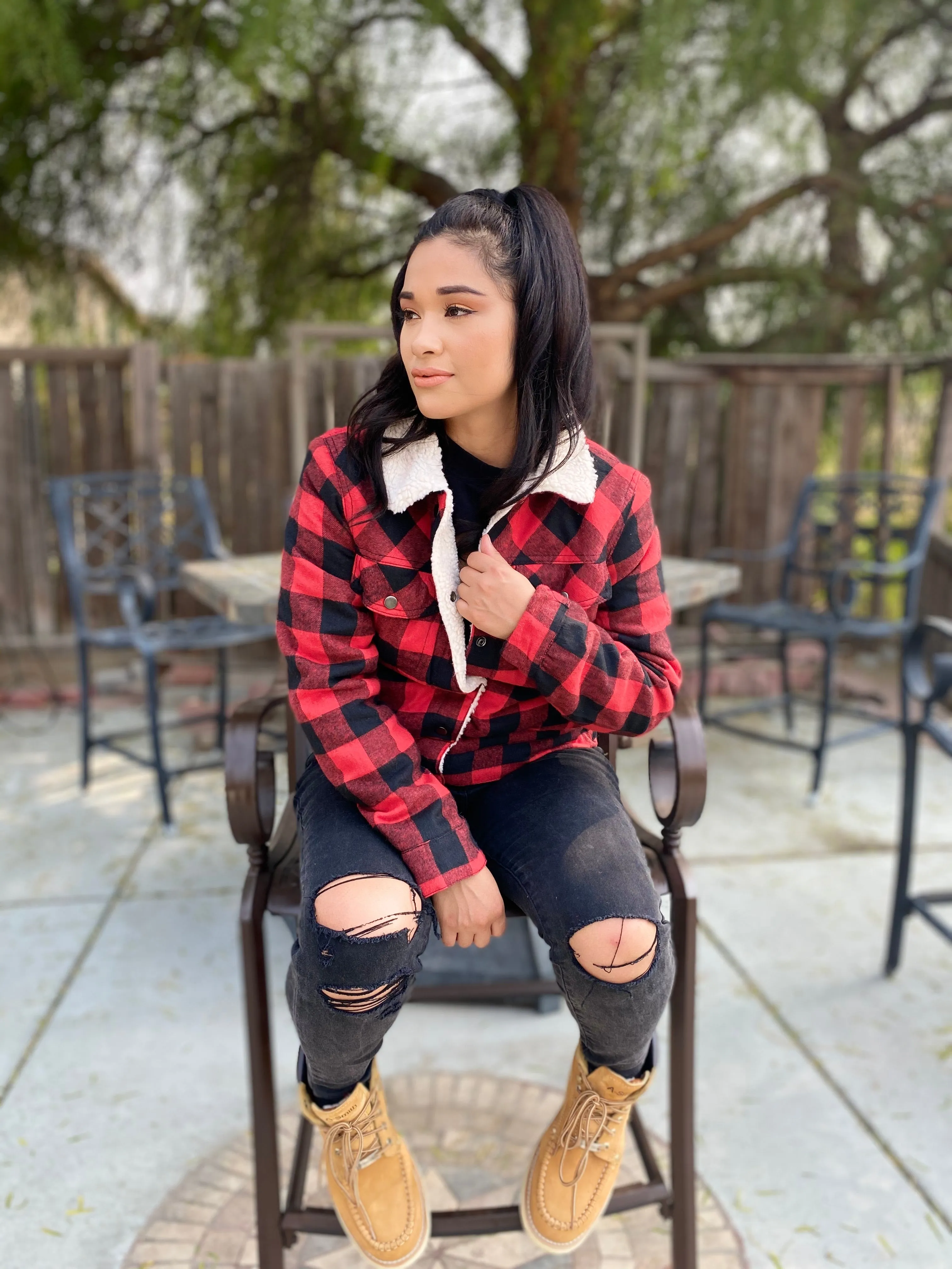 Tahoe Cabin Fever Outdoor Plaid is Print Winter Jacket (red)