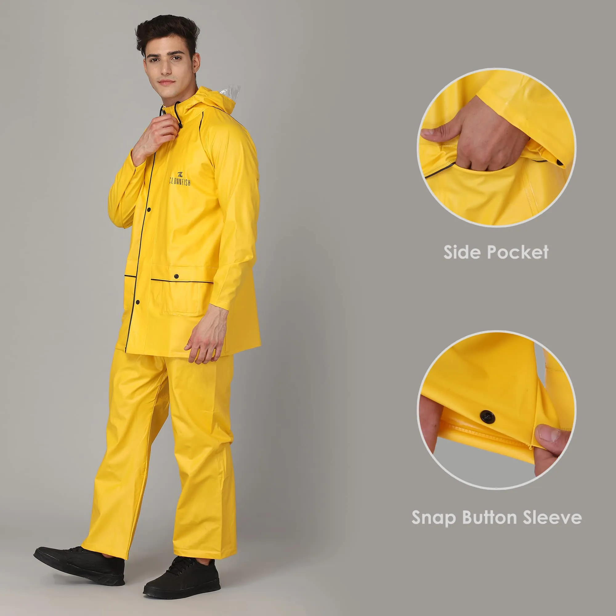 THE CLOWNFISH Men's Solid Raincoat (OCEANIC-XXL-GRY_Oceanic Grey_2Xl)