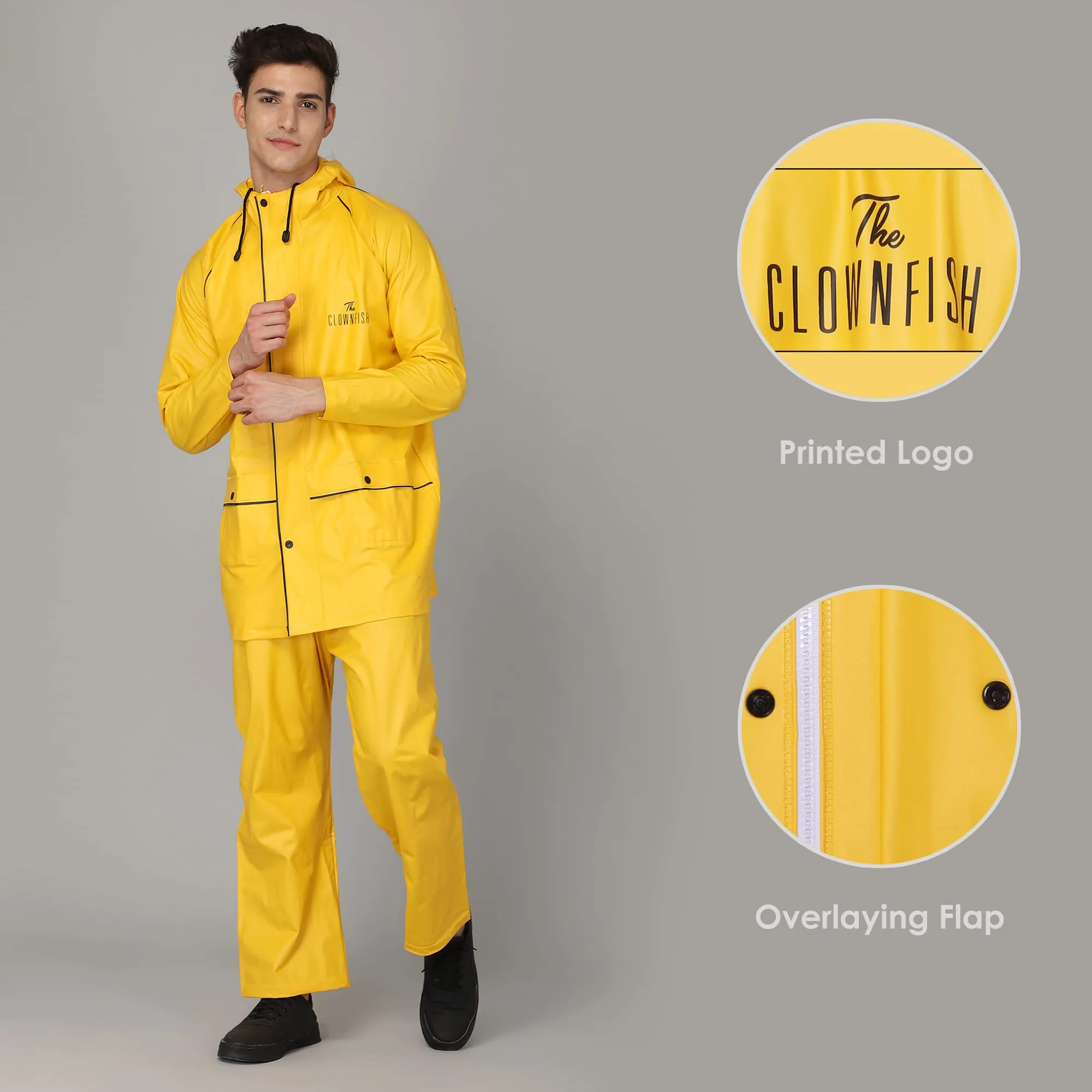 THE CLOWNFISH Men's Solid Raincoat (OCEANIC-XXL-GRY_Oceanic Grey_2Xl)
