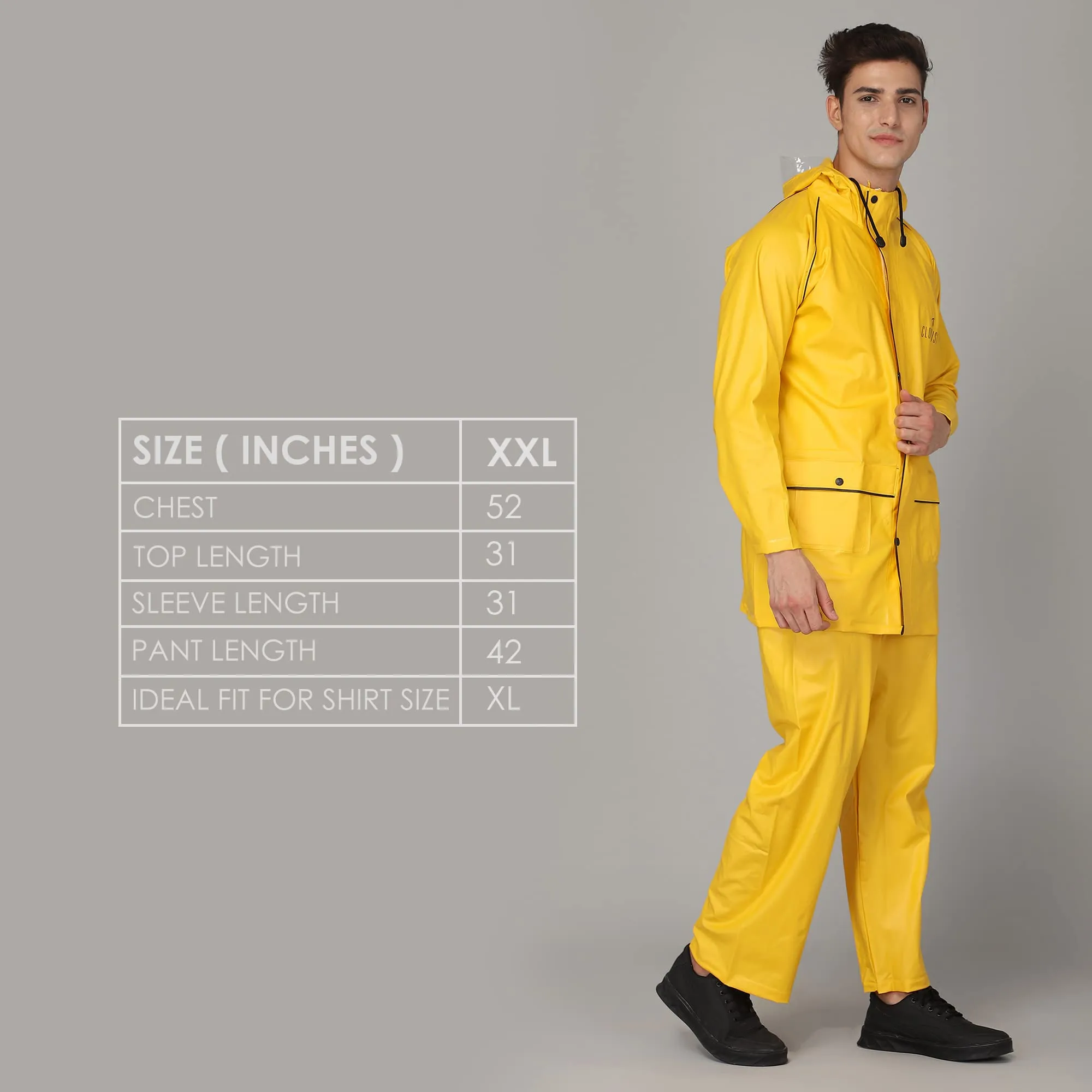 THE CLOWNFISH Men's Solid Raincoat (OCEANIC-XXL-GRY_Oceanic Grey_2Xl)