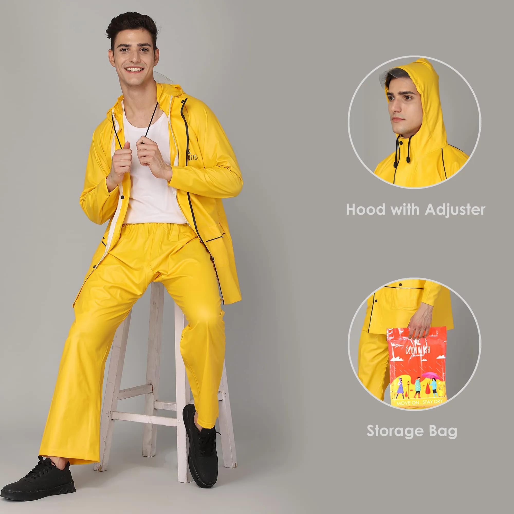 THE CLOWNFISH Men's Solid Raincoat (OCEANIC-XXL-GRY_Oceanic Grey_2Xl)