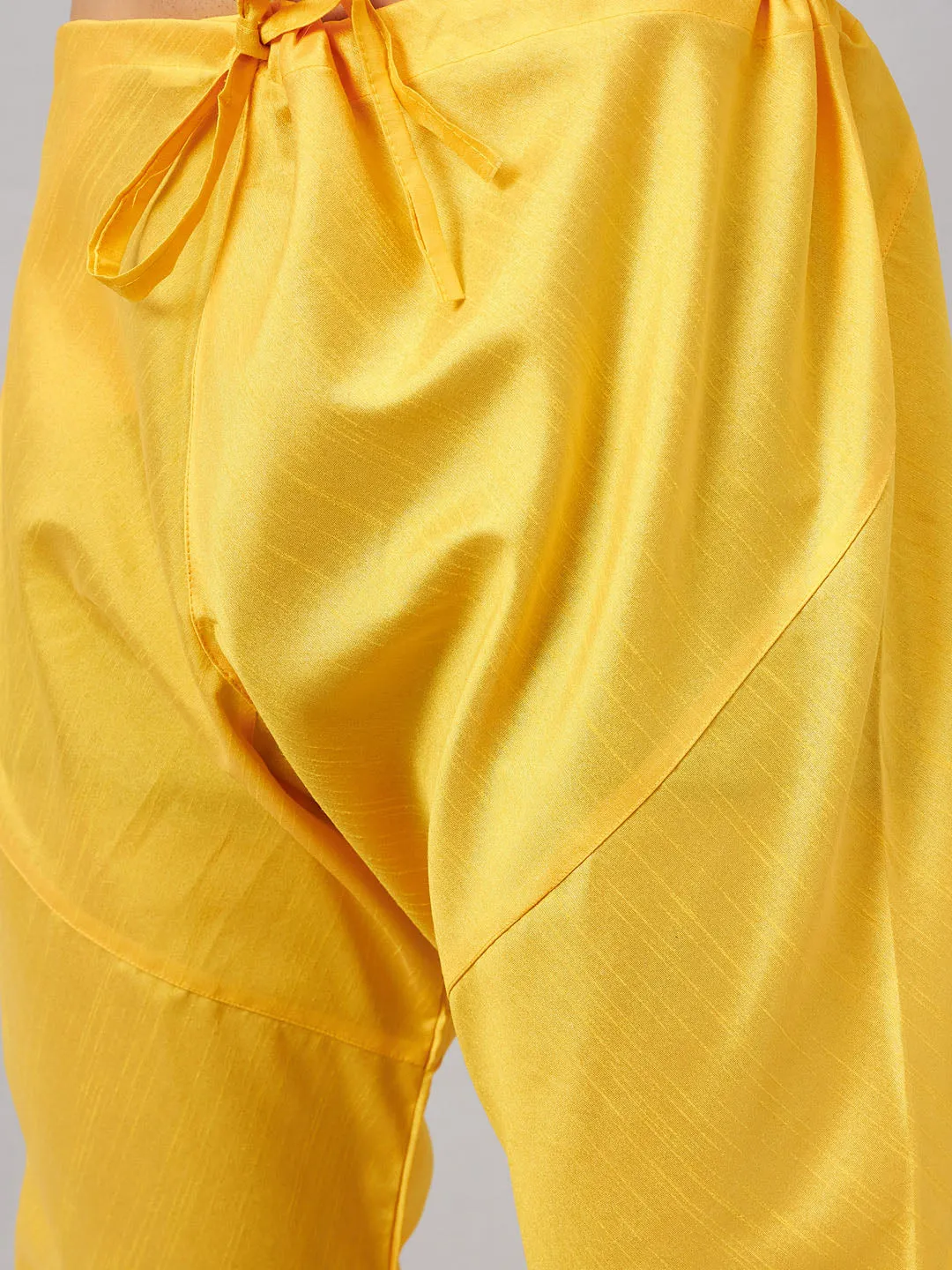 VASTRAMAY Maroon Jacket with Yellow Kurta Set