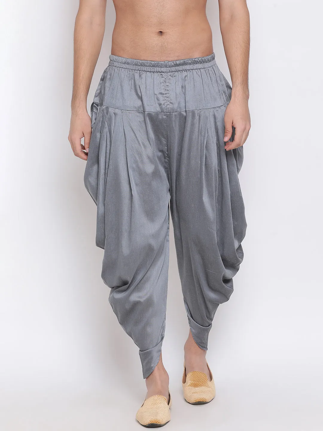 VASTRAMAY Men's Grey Solid Dhoti Pant