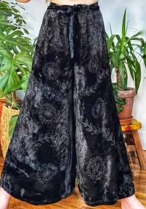VELVET WRAP TROUSERS / SPLIT LEG PANTS UK SIZE S / M
