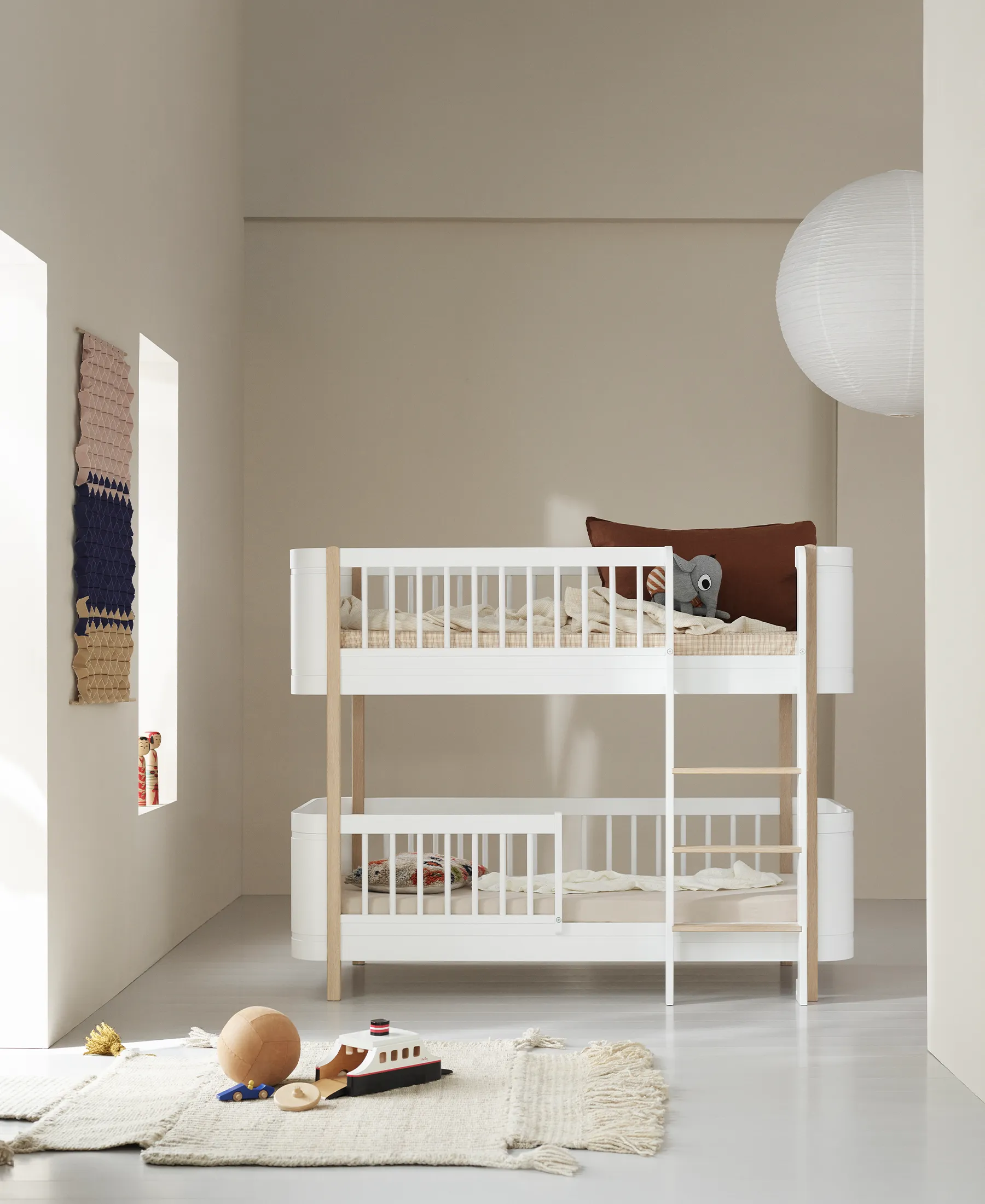 Wood Mini  low bunk bed, white/oak