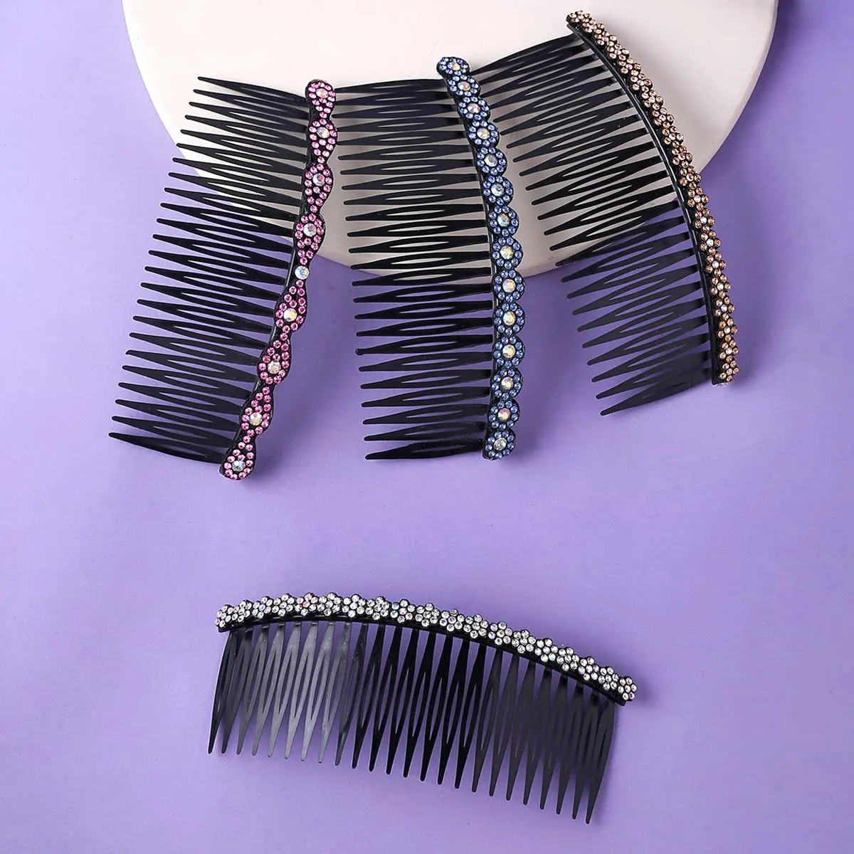 Yellow Chimes Comb Pin for Women Hair Accessories for Women Western Comb Clips for Hair for Women Set of 4 Pcs Juda Pin Hair Pins for Women Side Pin/Comb Pin/Juda pin Accessories for Women