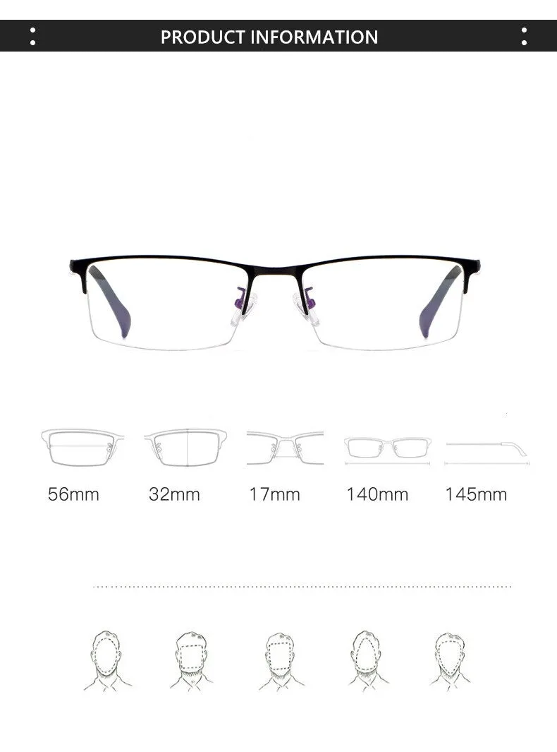 Yimaruili Men's Semi Rim Alloy Frame Eyeglasses 89032